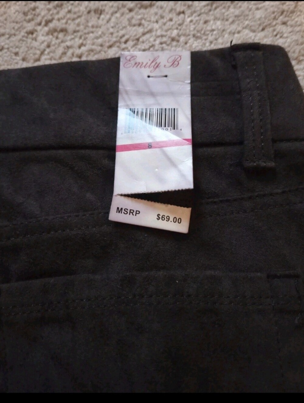 Emily B Black Faux Suede Pants Women’s Size 8